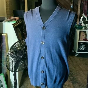 Banana Republic Mens L blue button down sweater vest cotton cardigan